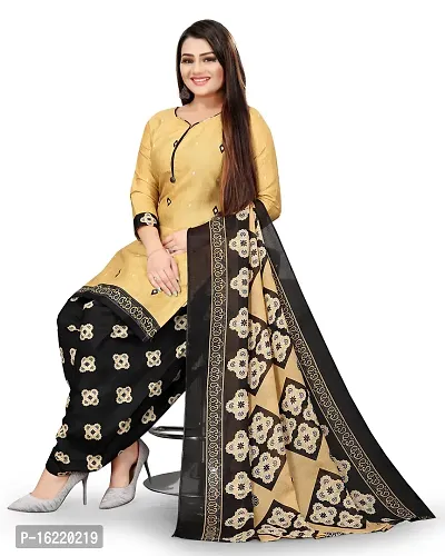 Elegant Beige Cotton Printed Dress Material With Dupatta For Women-thumb4