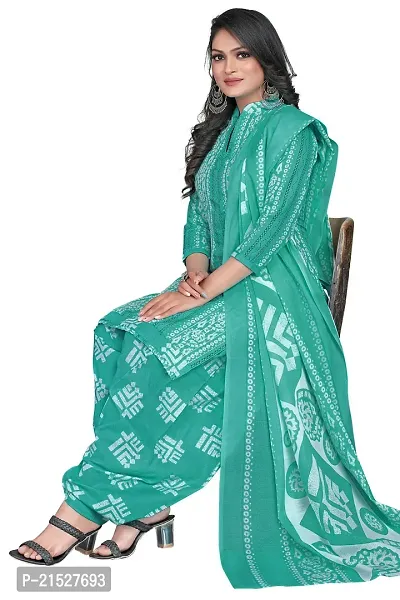 Rajnandini Green Cotton Printed Dress Material with Dupatta-thumb5