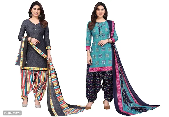 Stylish Women Cotton Printed Unstitched Dress Material (Combo of 2)