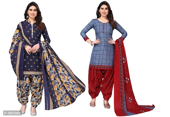 Stylish Women Cotton Printed Unstitched Dress Material (Combo of 2)