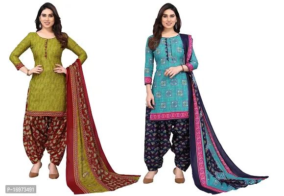 Stylish Women Cotton Printed Unstitched Dress Material (Combo of 2)