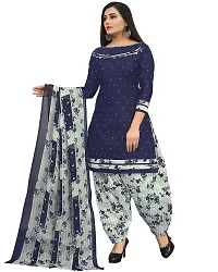 Rajnandini Women Navy Blue Cotton Printed Unstitched Salwar Suit Material-thumb3