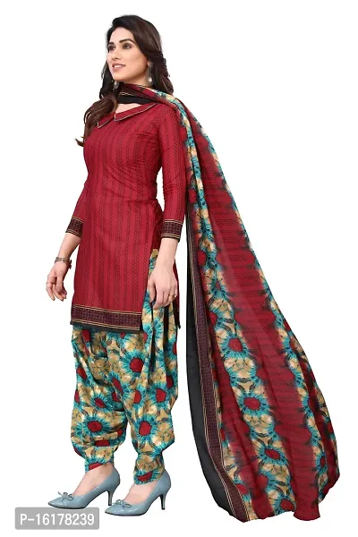 Rajnandini Womens Maroon Cotton Printed Unstitched Salwar Suit Material-thumb3