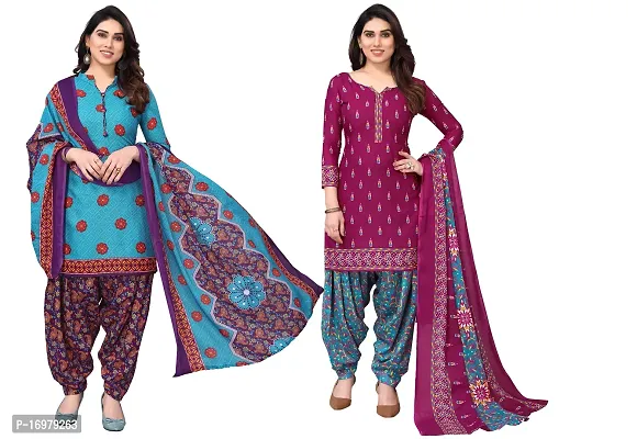 Multicolor Cotton Printed Unstitched Dress Material (Combo of 2)