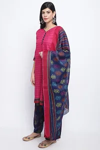 Elegant Pink Cotton Printed Straight Kurta, Bottom And Dupatta Set For Women-thumb2