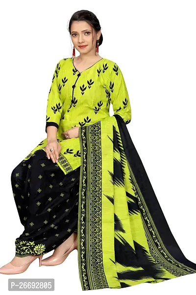 Beautiful Yellow Cotton Blend Kurta Bottom and Dupatta Set For Women-thumb4