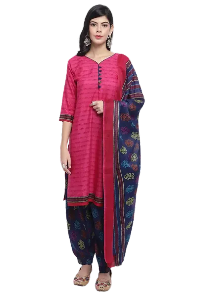 Stylish Blend Kurta, Bottom And Dupatta Set For Women