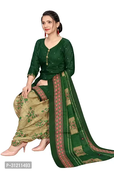 Elegant Green Cotton Printed Straight Kurta, Bottom And Dupatta Set For Women-thumb4