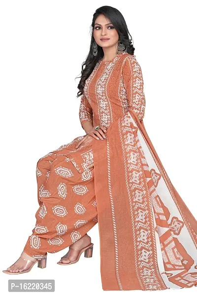 Elegant Multicoloured Cotton Printed Dress Material With Dupatta For Women-thumb3