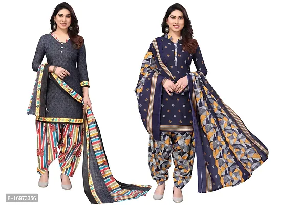 Stylish Women Cotton Printed Unstitched Dress Material (Combo of 2)