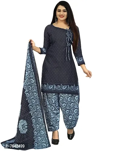 Rajnandini Women Navy Blue Cotton Printed Unstitched Salwar Suit Material