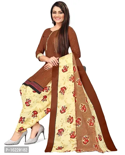 Elegant Brown Cotton Printed Dress Material With Dupatta For Women-thumb5