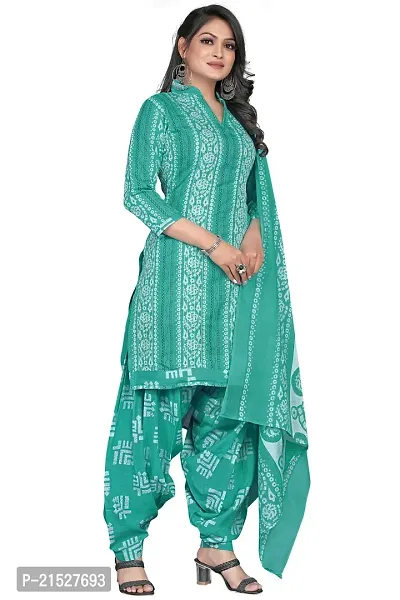 Rajnandini Green Cotton Printed Dress Material with Dupatta-thumb3