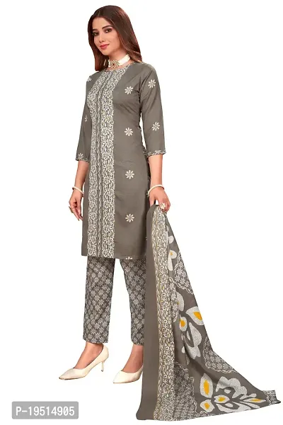 Elegant Multicoloured Cotton Printed Dress Material With Dupatta For Women-thumb5