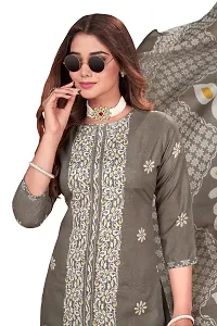 Elegant Multicoloured Cotton Printed Dress Material With Dupatta For Women-thumb1