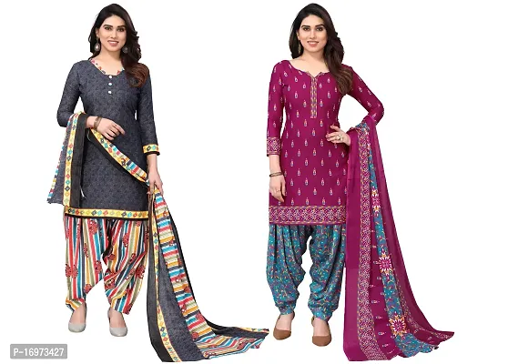 Stylish Women Cotton Printed Unstitched Dress Material (Combo of 2)