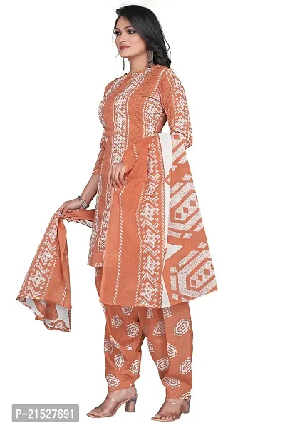 Rajnandini Brown Cotton Printed Dress Material with Dupatta-thumb4