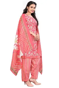 Elegant Peach Cotton Printed Straight Kurta, Bottom And Dupatta Set For Women-thumb3