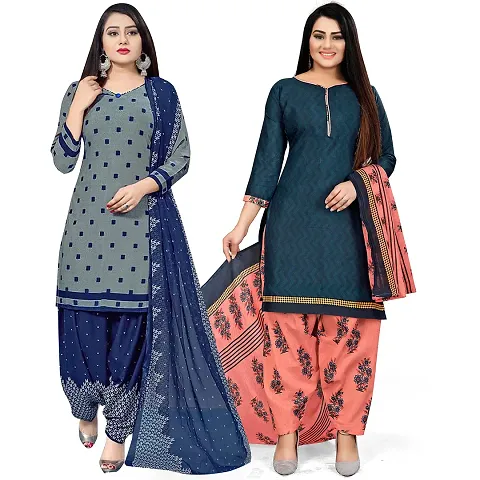 Stylish Cotton Printed Unstitched Suit - Pack of 2