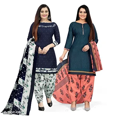 Rajnandini Multi-coloured Cotton Printed Unstitched Salwar Suit Material (Combo of 2)