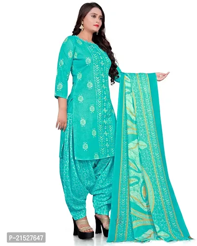 Rajnandini Green Cotton Printed Dress Material with Dupatta-thumb3