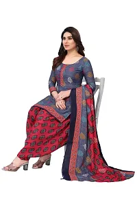 Rajnandini Womens Navy Blue Cotton Printed Unstitched Salwar Suit Material-thumb1