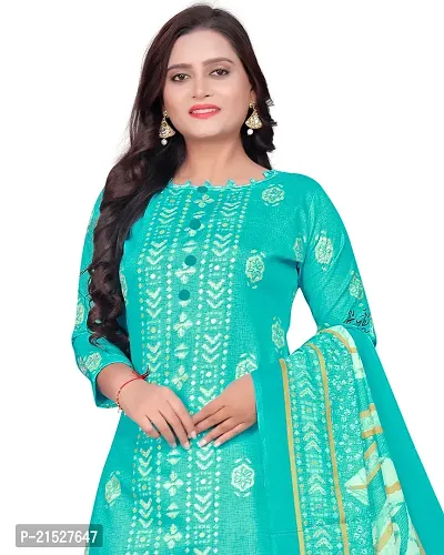 Rajnandini Green Cotton Printed Dress Material with Dupatta-thumb5