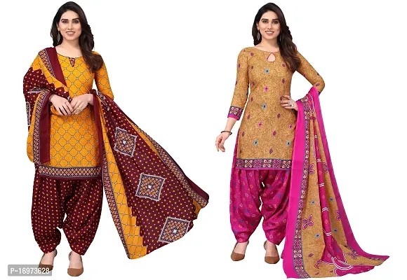 Stylish Women Cotton Printed Unstitched Dress Material (Combo of 2)