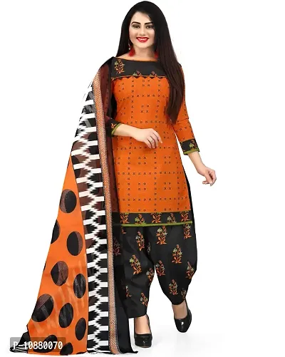 Beautiful Grey And Orange Cotton Printed Unstitched Salwar Suit Material For Women Combo of 2-thumb3