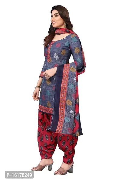 Rajnandini Womens Navy Blue Cotton Printed Unstitched Salwar Suit Material-thumb3