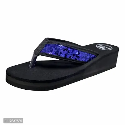 HD Women Blue Soft and Comfortable Trendy Casual Heel Flip Flop Slipper (HEEL-GOL-SITARE-BLUE-40)-thumb0