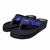 HD Women Blue Soft and Comfortable Trendy Casual Heel Flip Flop Slipper (HEEL-GOL-SITARE-BLUE-40)-thumb1