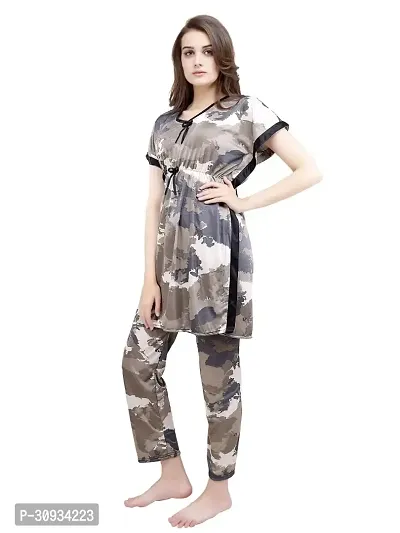 Stylish Grey Satin Top  Pyjama Set For Women-thumb4