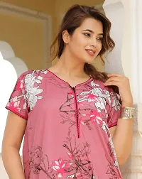 Stylish Pink Satin Nighty For Women-thumb3