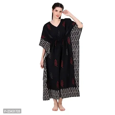 Hand Block Print Cotton Kaftan Black-thumb0