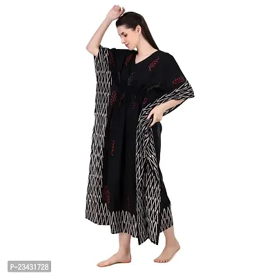 Hand Block Print Cotton Kaftan Black-thumb4