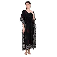 Hand Block Print Cotton Kaftan Black-thumb2