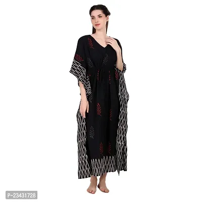 Hand Block Print Cotton Kaftan Black-thumb3