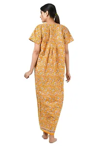 Dia's Pure Cotton Jaipuri Print Nighty/Maxi/Night Gown/XL Nighty/Sleep Wear/Night Wear/Night Dress Yellow-thumb3