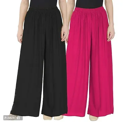 Classic Rayon Solid Palazzos, Pack of 2