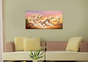 Aarki Vastu 7 Horse Painting (Canvas, 12x24-inch, Beige)-thumb1