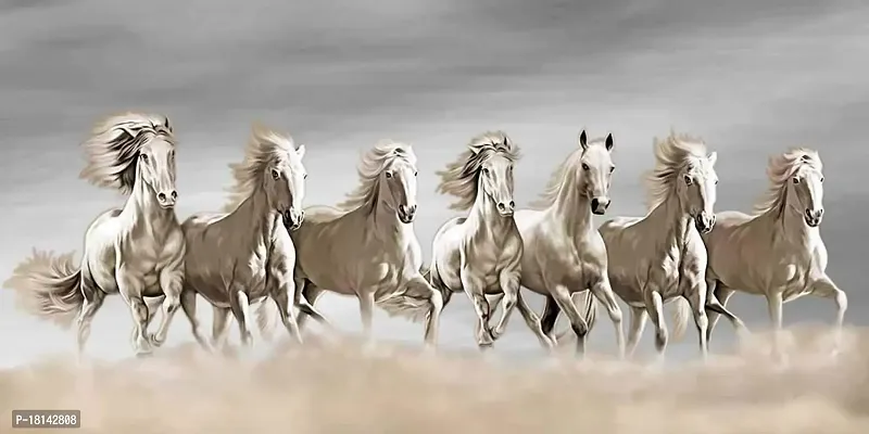 Aarki Vastu 7 Horse Painting (Canvas, 12x 24-inch)
