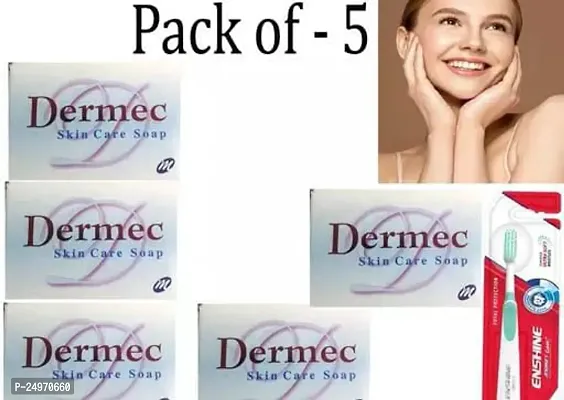 Dermac Bathing Soap For Anti Acne Whitwning Enshine Toothbrush Free Pack Of 5