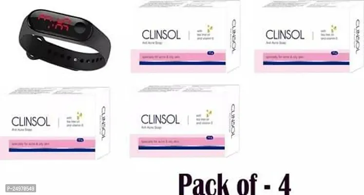 New Clinsol Face Soap 1 Led Watch Free Pack Of 4