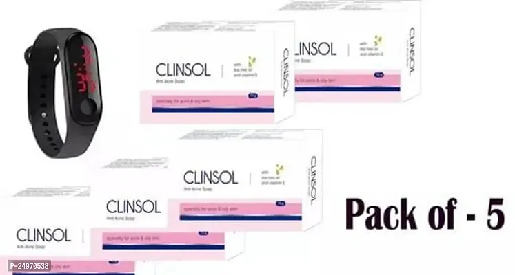 New Clinsol Face Soap 1 Led Watch Free Pack Of 5-thumb0