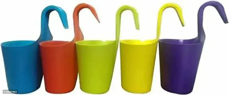 Stylish Plastic Hanging Planter Multicolour 5 Pieces