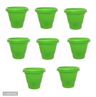 Stylish Flower Pot Plant Container Set Green Pack Of 8