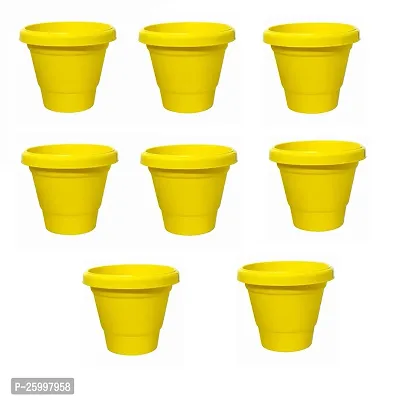 Stylish Flower Pot Plant Container Set Yellow Pack Of 8