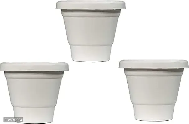 Stylish Plastic Pot White Set Of 3