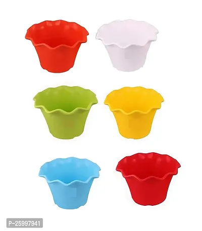 Stylish Plastic Blossom Flower Pot Multicolour Pack Of 6 10 Inch Diameter